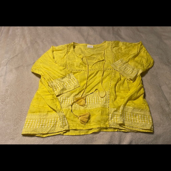 Yellow front tassel tie blouse - Picture 1 of 1